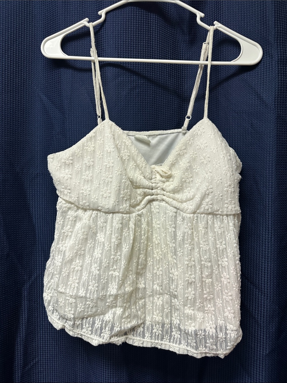 White Floral Lace Spaghetti-Strap Camisole Top